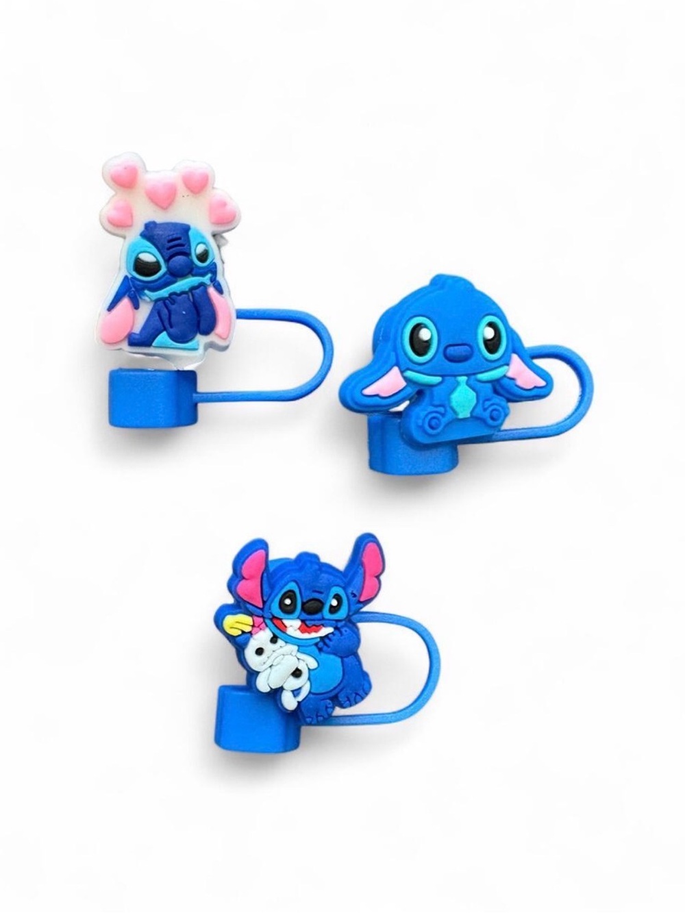 ❤️$2 BUNDLED- Blue Stitch Silicone Straw Protectors - 3 Pack